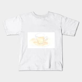 cup, dishes, watercolor, art, illustration, drink, food, tea, coffee, restaurant Kids T-Shirt